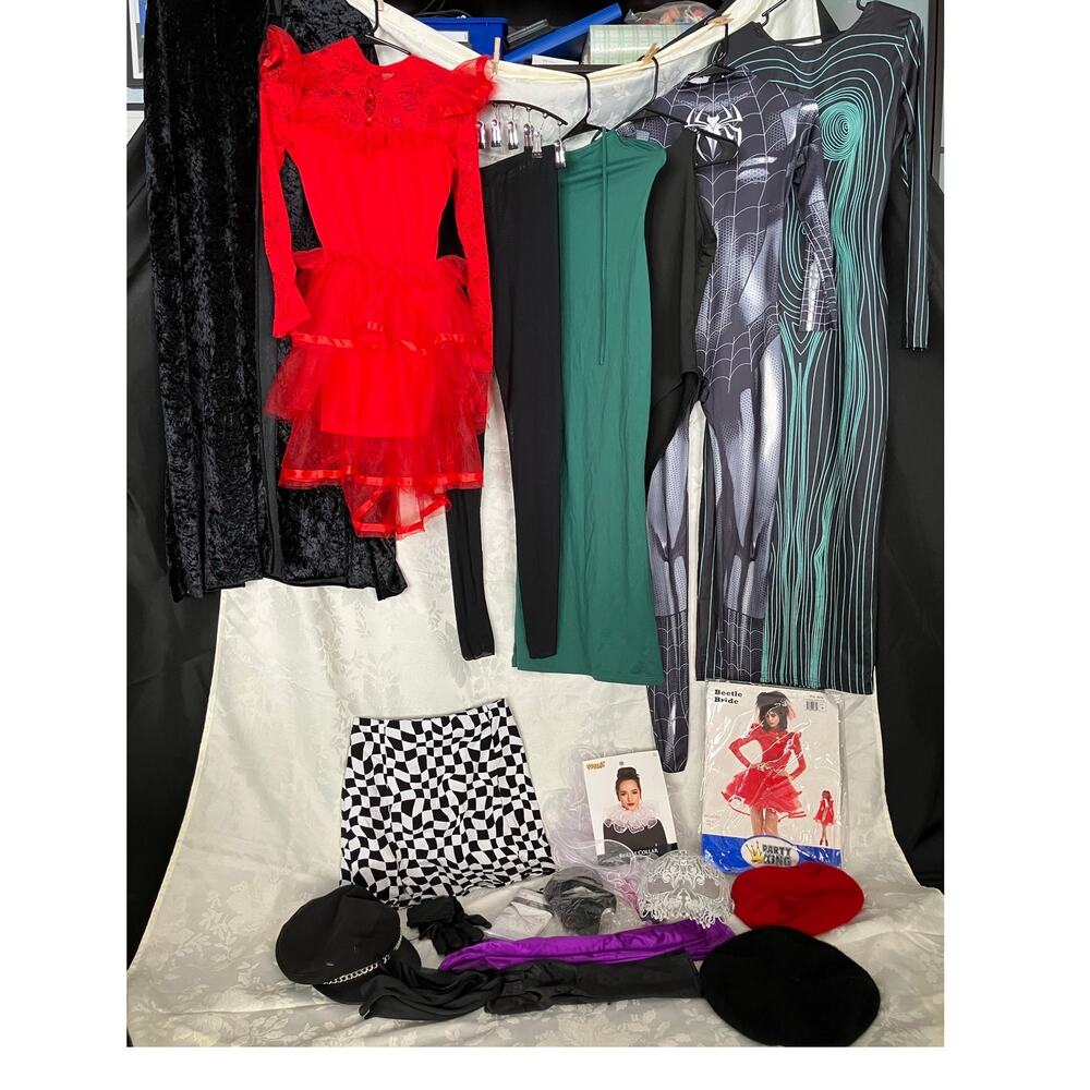 Mixed Lot Medium Sized Costumes Masks Gloves Hats Dress Up Accessories